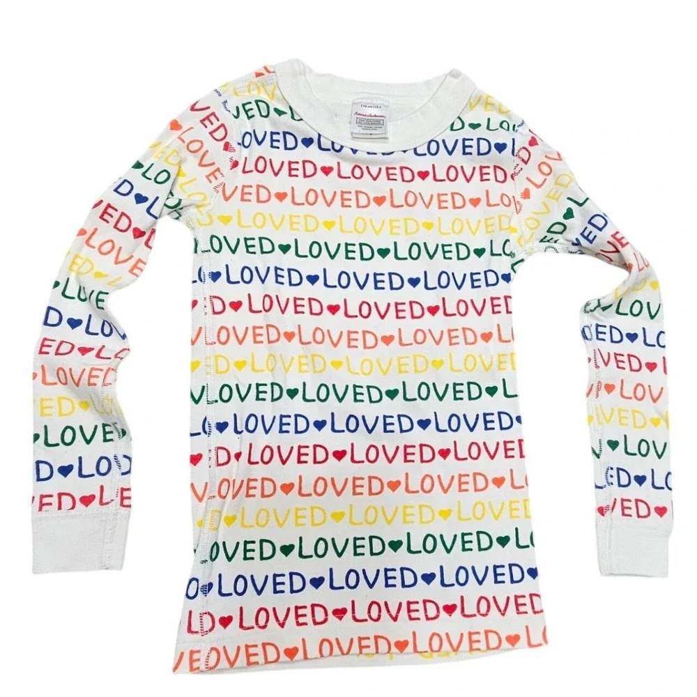 Hanna Andersson Kids Pajamas Set Long Sleeve US 5 Rainbow Loved Organic Cotton‎